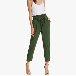 Grace Karin High Waisted Cropped Paper Bag Pants